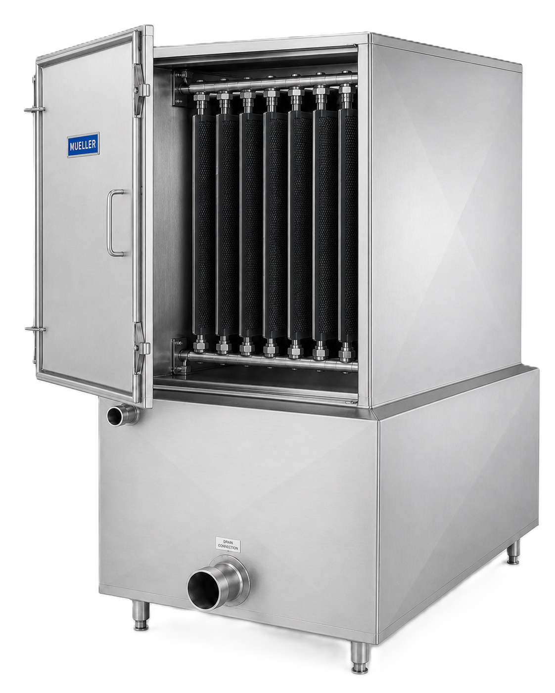 3x5 falling film chiller with Temp-Plate evaporator plates in an enclosed cabinet
